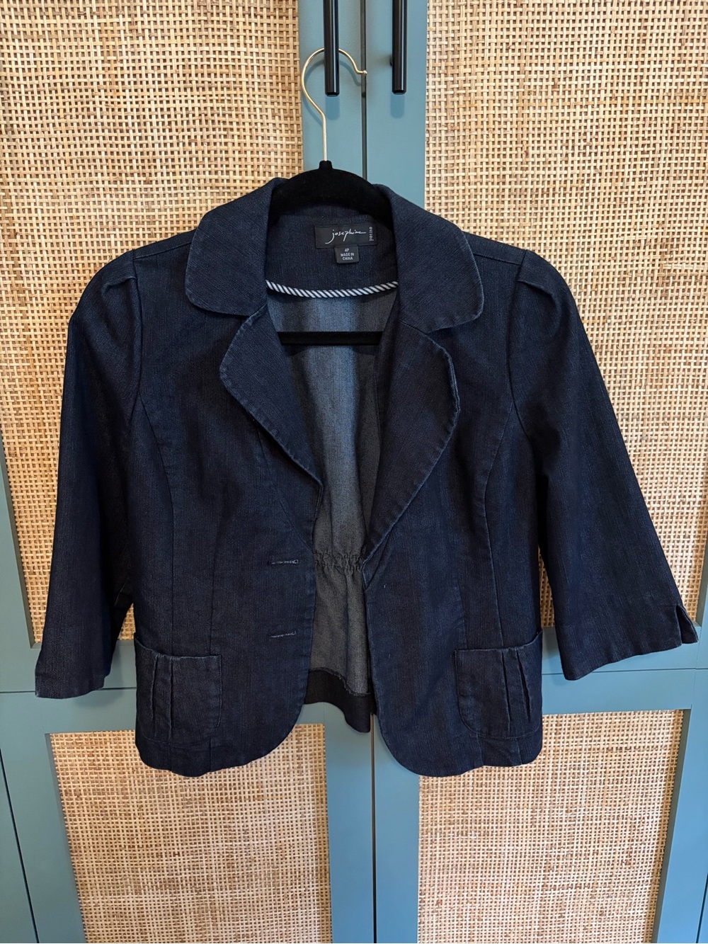Cropped Navy Blazer Jacket